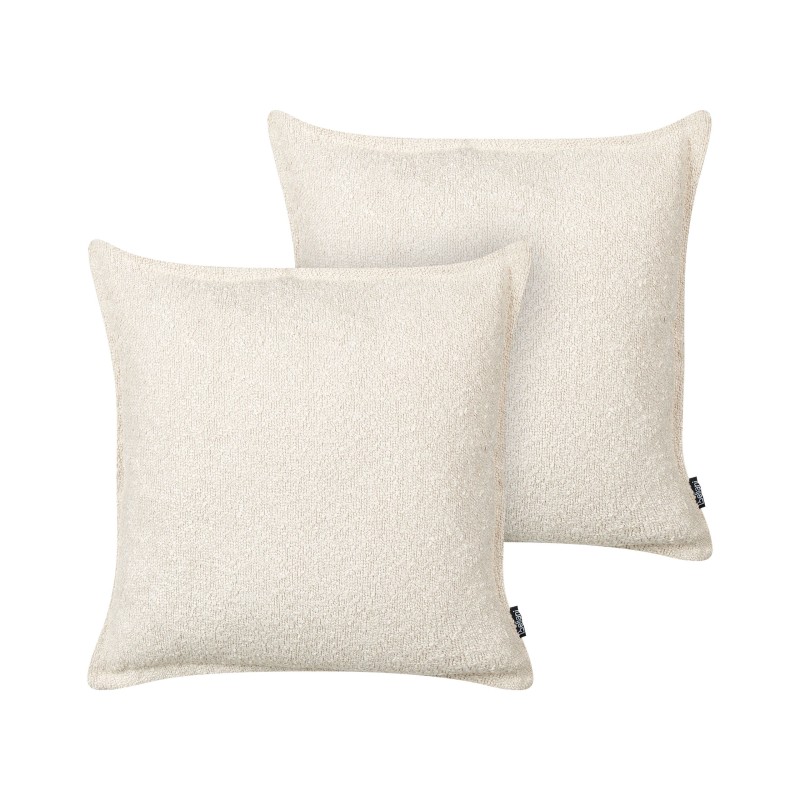 Zestaw 2 poduszek dekoracyjnych SENECIA Boucle 45 x 45 cm Jasnobeżowy Jednolity Zestaw 2 poduszek dekoracyjnych SENECIA Boucle 45 x 45 cm Jasnobeżowy Jednolity