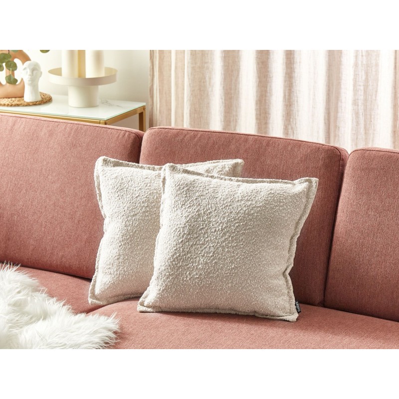 Zestaw 2 poduszek dekoracyjnych SENECIA Boucle 45 x 45 cm Jasnobeżowy Jednolity Zestaw 2 poduszek dekoracyjnych SENECIA Boucle 45 x 45 cm Jasnobeżowy Jednolity