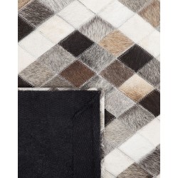 Dywan patchwork skórzany 140 x 200 cm szaro-brązowy AKDERE Dywan patchwork skórzany 140 x 200 cm szaro-brązowy AKDERE