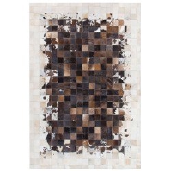 Dywan patchwork skórzany 140 x 200 cm brązowo-beżowy OKCULU Dywan patchwork skórzany 140 x 200 cm brązowo-beżowy OKCULU