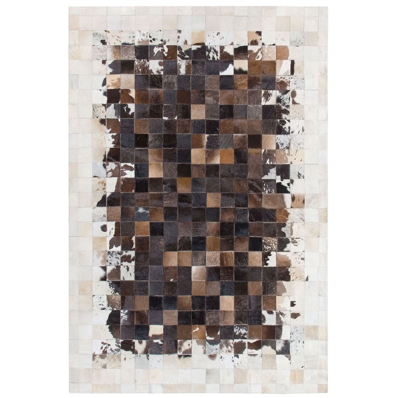 Dywan patchwork skórzany 140 x 200 cm brązowo-beżowy OKCULU Dywan patchwork skórzany 140 x 200 cm brązowo-beżowy OKCULU