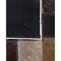 Dywan patchwork skórzany 140 x 200 cm brązowo-beżowy OKCULU Dywan patchwork skórzany 140 x 200 cm brązowo-beżowy OKCULU