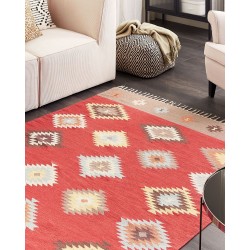 Dywan bawełniany kilim 160 x 230 cm wielokolorowy LORUT Dywan bawełniany kilim 160 x 230 cm wielokolorowy LORUT