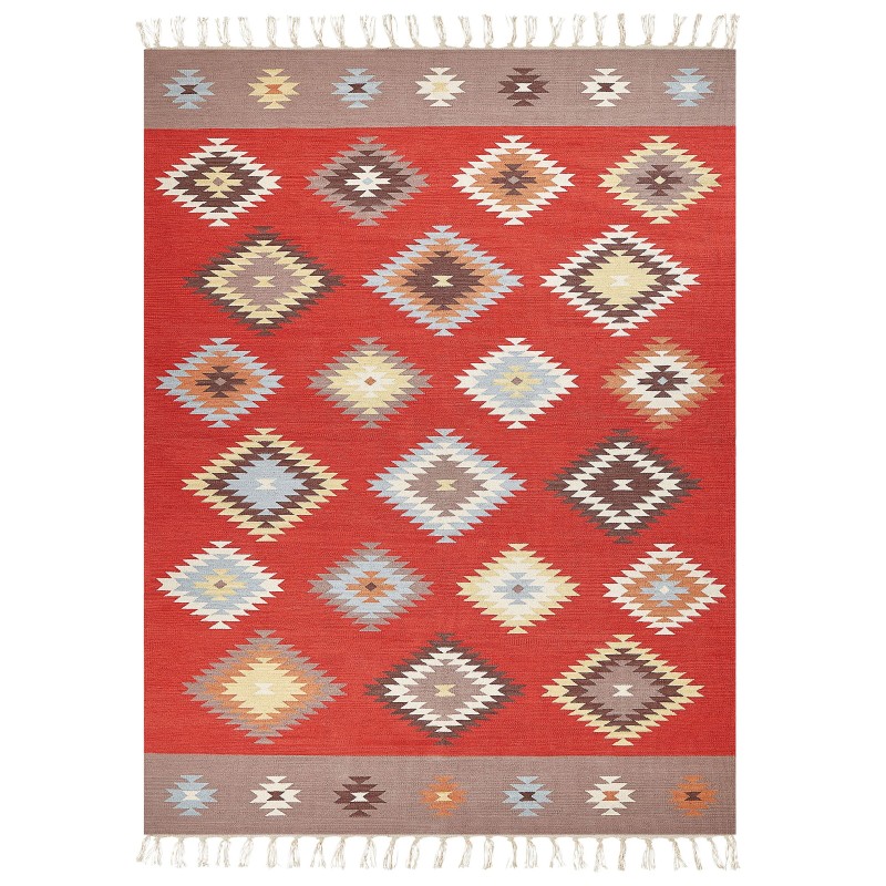 Dywan bawełniany kilim 160 x 230 cm wielokolorowy LORUT Dywan bawełniany kilim 160 x 230 cm wielokolorowy LORUT