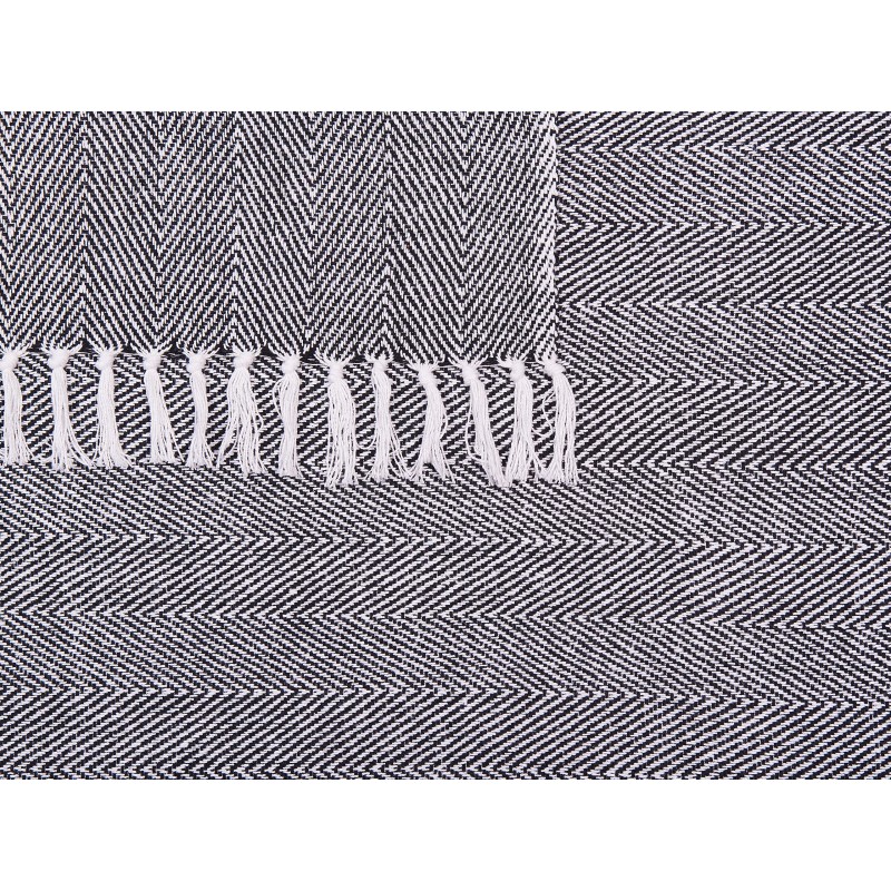 Koc TANGIER Bawełna 130 x 160 cm Czarny Koc TANGIER Bawełna 130 x 160 cm Czarny