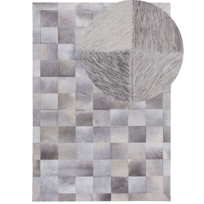 Dywan patchwork skórzany 160 x 230 cm szary ALACAM Dywan patchwork skórzany 160 x 230 cm szary ALACAM