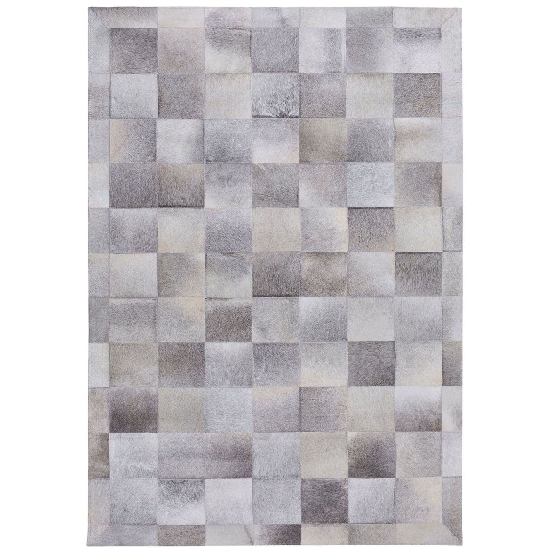 Dywan patchwork skórzany 160 x 230 cm szary ALACAM Dywan patchwork skórzany 160 x 230 cm szary ALACAM