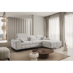 Ballagio I corner sofa bed with sleeping function in Plecionka fabric, Spring 1104 - beauty and functionality in one!