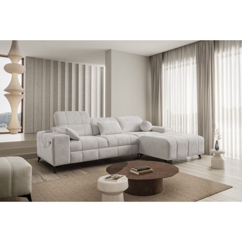 Ballagio I corner sofa bed with sleeping function in Plecionka fabric, Spring 1104 - beauty and functionality in one!