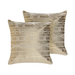 Zestaw 2 poduszek dekoracyjnych OUJDA Bawełna 50 x 50 cm Złoty Wzór geometryczny