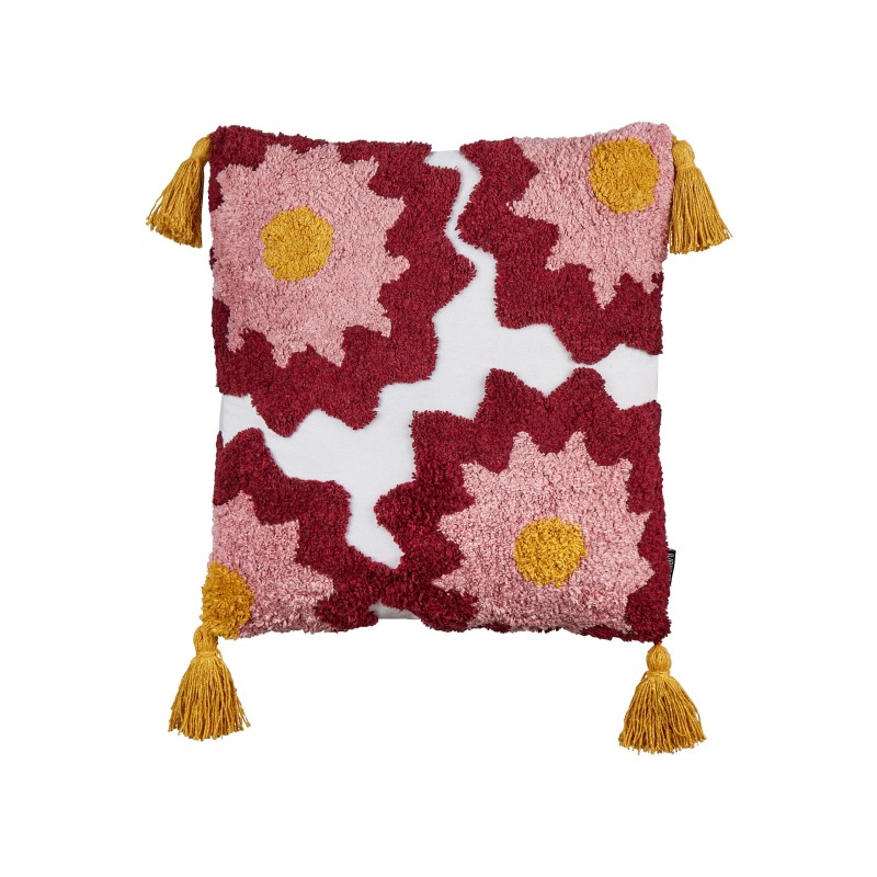 2 bawełniane poduszki dekoracyjne tuftowane z frędzlami 45 x 45 cm wielokolorowe LORALAI 2 bawełniane poduszki dekoracyjne tuftowane z frędzlami 45 x 45 cm wielokolorowe LORALAI