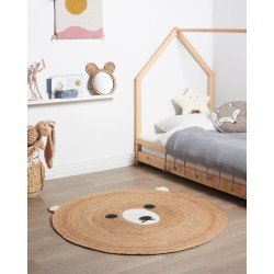 Dywan dziecięcy okrągły z juty miś ⌀ 120 cm beżowy KOSALAR Dywan dziecięcy okrągły z juty miś ⌀ 120 cm beżowy KOSALAR