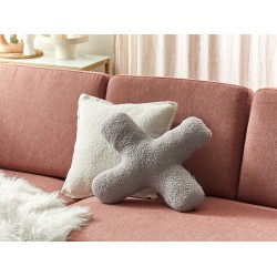 Zestaw 2 poduszek dekoracyjnych HESPERIS Boucle Jasnoszary Jednolity Zestaw 2 poduszek dekoracyjnych HESPERIS Boucle Jasnoszary Jednolity