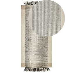 Dywan wełniany 80 x 150 cm beżowo-czarny DIVARLI Dywan wełniany 80 x 150 cm beżowo-czarny DIVARLI