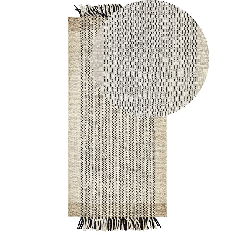 Dywan wełniany 80 x 150 cm beżowo-czarny DIVARLI Dywan wełniany 80 x 150 cm beżowo-czarny DIVARLI