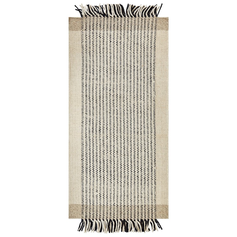 Dywan wełniany 80 x 150 cm beżowo-czarny DIVARLI Dywan wełniany 80 x 150 cm beżowo-czarny DIVARLI