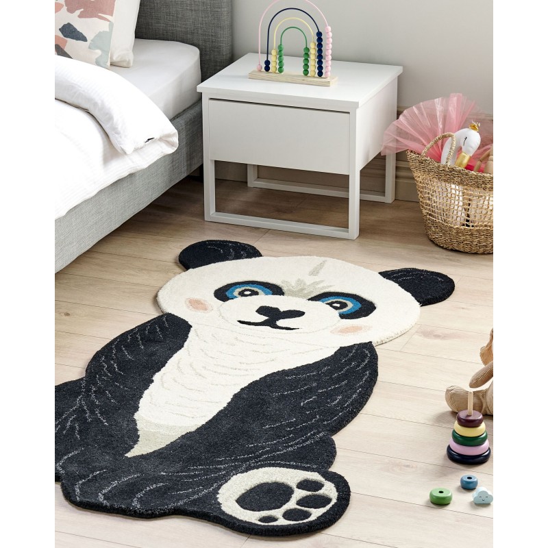 Dywan dziecięcy wełniany panda 100 x 160 cm czarno-biały JINGJING Dywan dziecięcy wełniany panda 100 x 160 cm czarno-biały JINGJING