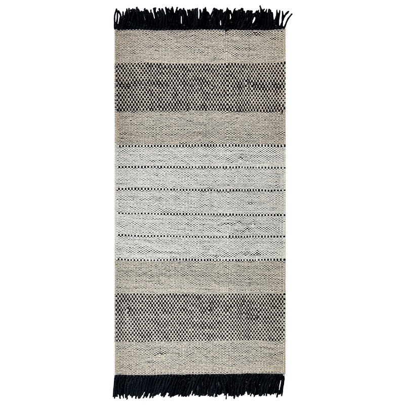 Dywan wełniany 80 x 150 cm beżowo-czarny YAZLIK Dywan wełniany 80 x 150 cm beżowo-czarny YAZLIK