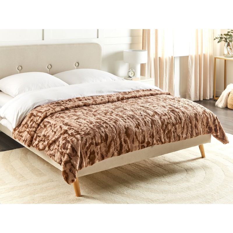 Koc BAKIRA Sztuczne futro 200 x 220 cm Brązowy Koc BAKIRA Sztuczne futro 200 x 220 cm Brązowy