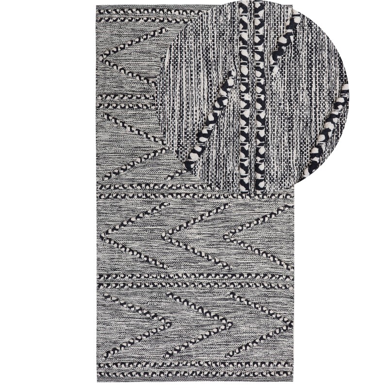 Dywan bawełniany 80 x 150 cm czarno-biały TERMAL Dywan bawełniany 80 x 150 cm czarno-biały TERMAL