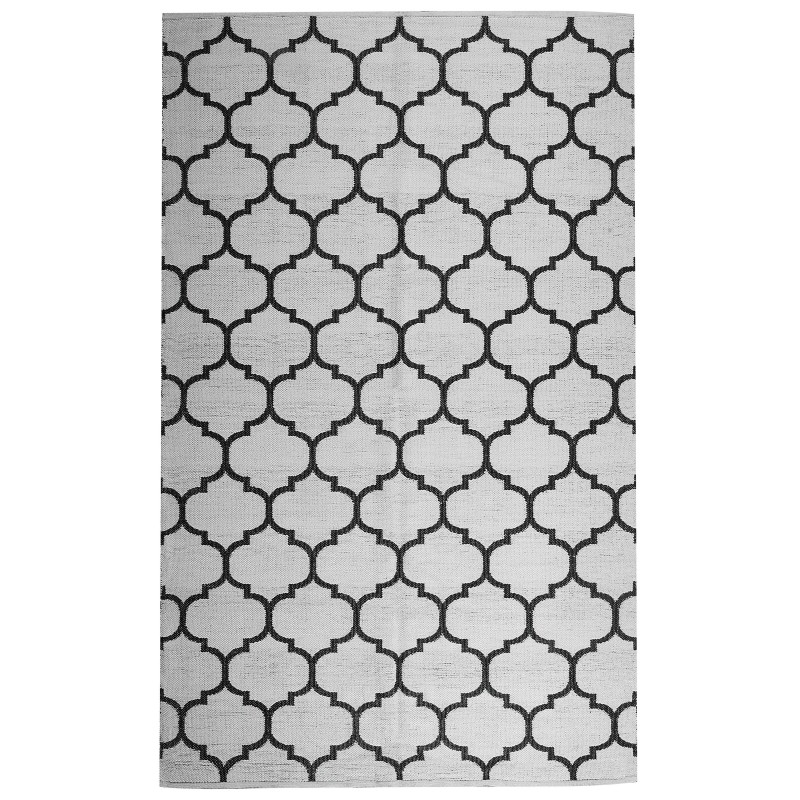 Dywan zewnętrzny dwustronny 160 x 230 cm czarno-biały ALADANA Dywan zewnętrzny dwustronny 160 x 230 cm czarno-biały ALADANA