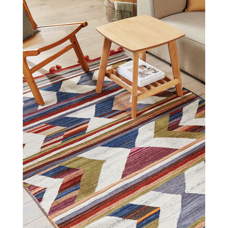 Dywan wełniany kilim 140 x 200 cm wielokolorowy MRGASHAT Dywan wełniany kilim 140 x 200 cm wielokolorowy MRGASHAT