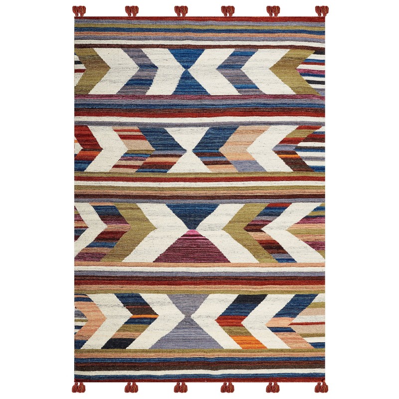 Dywan wełniany kilim 140 x 200 cm wielokolorowy MRGASHAT Dywan wełniany kilim 140 x 200 cm wielokolorowy MRGASHAT
