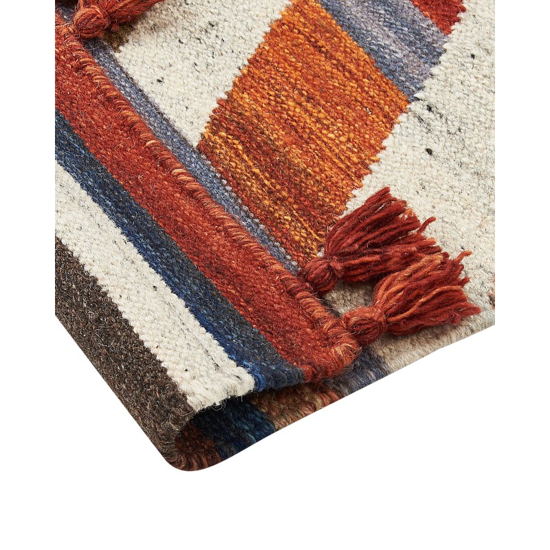 Dywan wełniany kilim 140 x 200 cm wielokolorowy MRGASHAT Dywan wełniany kilim 140 x 200 cm wielokolorowy MRGASHAT