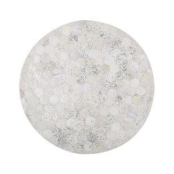 Dywan patchworkowy okrągły skórzany ⌀ 140 cm srebrny BOZKOY Dywan patchworkowy okrągły skórzany ⌀ 140 cm srebrny BOZKOY