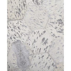 Dywan patchworkowy okrągły skórzany ⌀ 140 cm srebrny BOZKOY Dywan patchworkowy okrągły skórzany ⌀ 140 cm srebrny BOZKOY