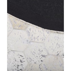 Dywan patchworkowy okrągły skórzany ⌀ 140 cm srebrny BOZKOY Dywan patchworkowy okrągły skórzany ⌀ 140 cm srebrny BOZKOY