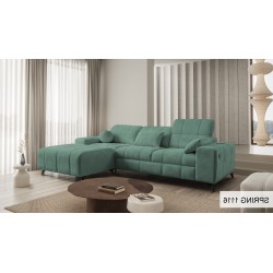 Ballagio I corner sofa bed with sleeping function made from Plecionka fabric, Spring 1116 - beauty and functionality in one!