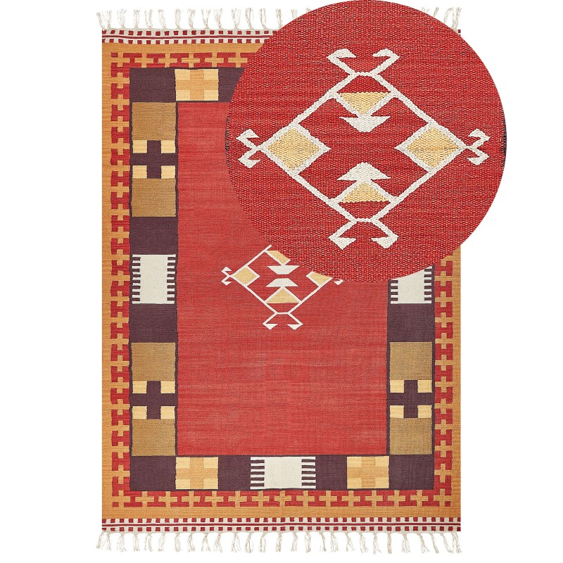 Dywan bawełniany kilim 200 x 300 cm wielokolorowy PARAKAR Dywan bawełniany kilim 200 x 300 cm wielokolorowy PARAKAR