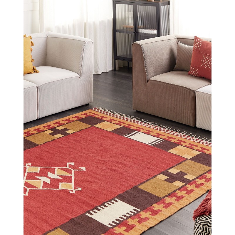 Dywan bawełniany kilim 200 x 300 cm wielokolorowy PARAKAR Dywan bawełniany kilim 200 x 300 cm wielokolorowy PARAKAR