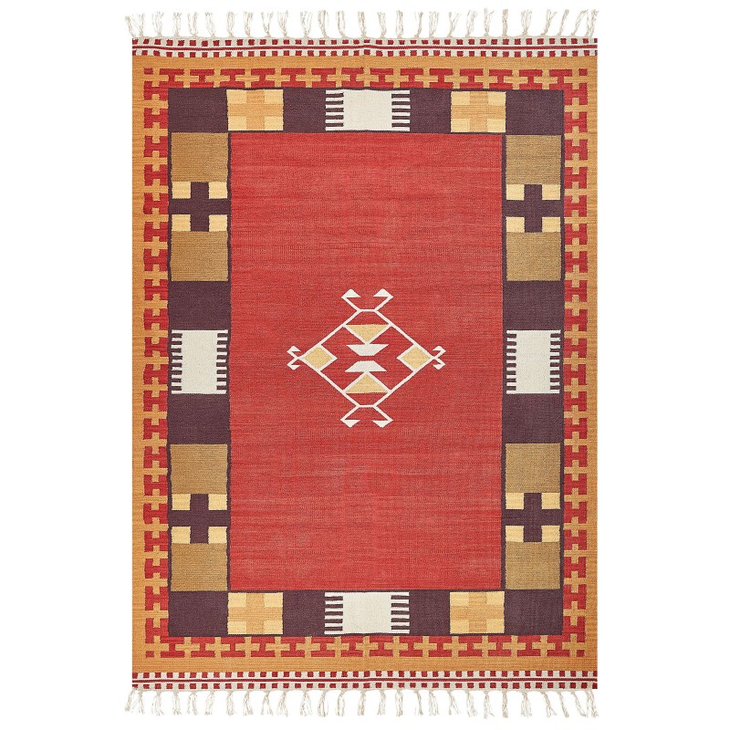 Dywan bawełniany kilim 200 x 300 cm wielokolorowy PARAKAR Dywan bawełniany kilim 200 x 300 cm wielokolorowy PARAKAR