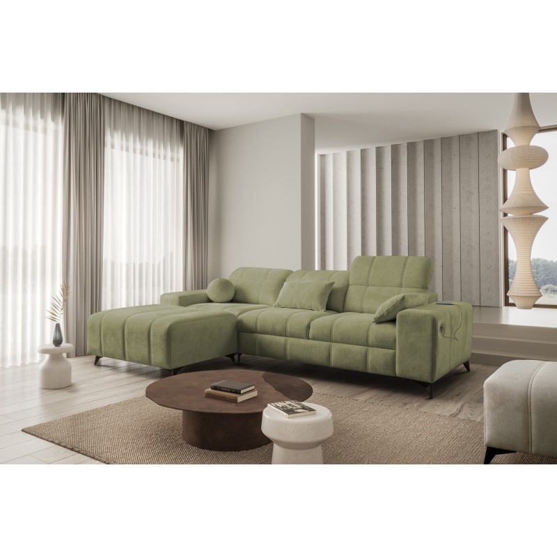 Ballagio I corner sofa with a sleeping function made from Plecionka fabric, Spring 1115 - beauty and functionality in one!