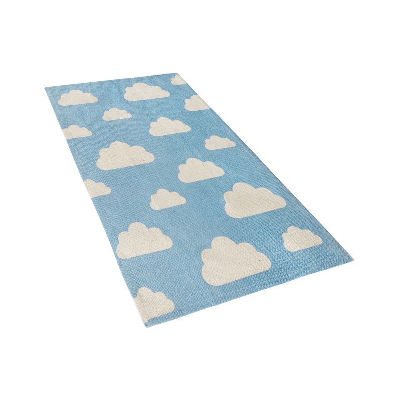 Dywan dziecięcy bawełniany motyw chmur 60 x 90 cm niebieski GWALIJAR Dywan dziecięcy bawełniany motyw chmur 60 x 90 cm niebieski GWALIJAR