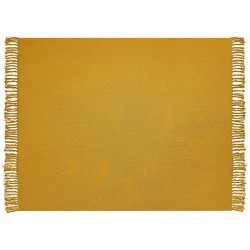 Koc YARSA Bawełna 125 x 150 cm Musztardowy Koc YARSA Bawełna 125 x 150 cm Musztardowy