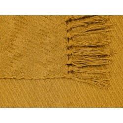 Koc YARSA Bawełna 125 x 150 cm Musztardowy Koc YARSA Bawełna 125 x 150 cm Musztardowy