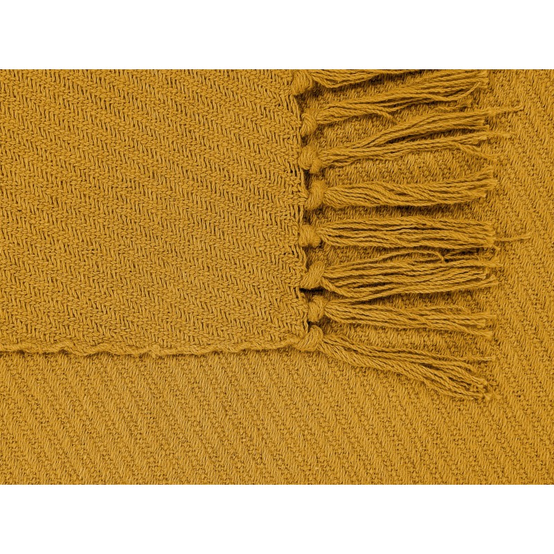 Koc YARSA Bawełna 125 x 150 cm Musztardowy Koc YARSA Bawełna 125 x 150 cm Musztardowy