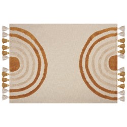 Koc MATHURA Bawełna 130 x 180 cm Beżowy Koc MATHURA Bawełna 130 x 180 cm Beżowy