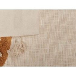 Koc MATHURA Bawełna 130 x 180 cm Beżowy Koc MATHURA Bawełna 130 x 180 cm Beżowy