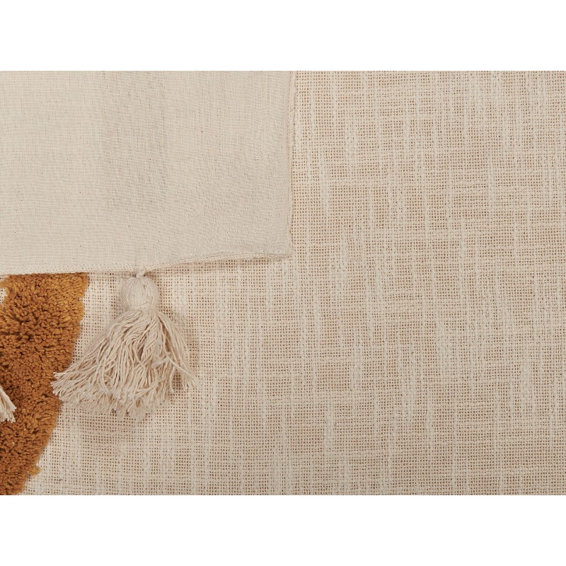 Koc MATHURA Bawełna 130 x 180 cm Beżowy Koc MATHURA Bawełna 130 x 180 cm Beżowy