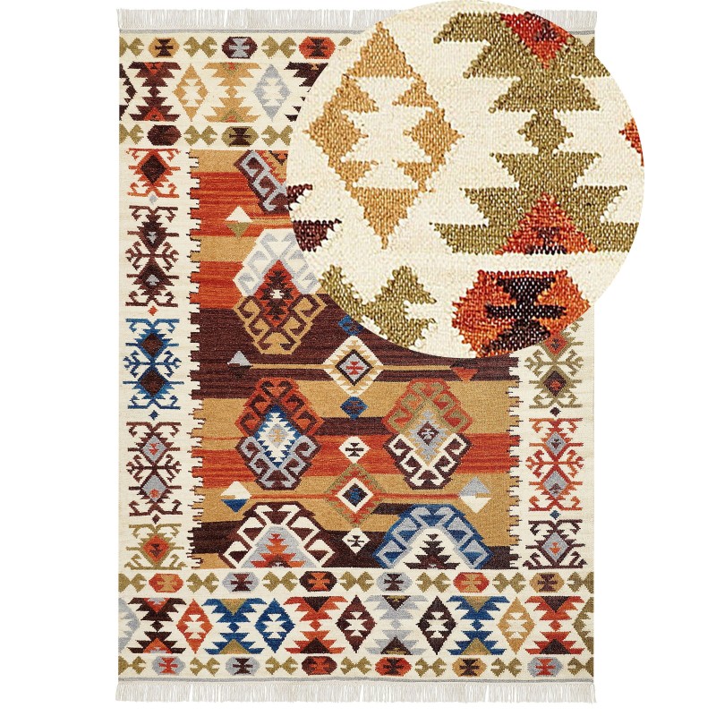 Dywan wełniany kilim 160 x 230 cm wielokolorowy VOSKETAP Dywan wełniany kilim 160 x 230 cm wielokolorowy VOSKETAP