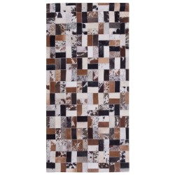 Dywan patchwork skórzany 80 x 150 cm brązowo-beżowy CESME Dywan patchwork skórzany 80 x 150 cm brązowo-beżowy CESME