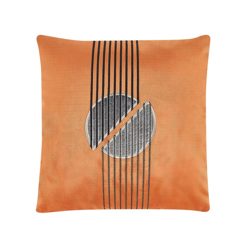 Zestaw 2 poduszek dekoracyjnych CEROPEGIA Welur 45 x 45 cm Pomarańczowy Wzór geometryczny Zestaw 2 poduszek dekoracyjnych CEROPEGIA Welur 45 x 45 cm Pomarańczowy Wzór geometryczny