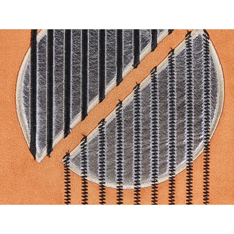 Zestaw 2 poduszek dekoracyjnych CEROPEGIA Welur 45 x 45 cm Pomarańczowy Wzór geometryczny Zestaw 2 poduszek dekoracyjnych CEROPEGIA Welur 45 x 45 cm Pomarańczowy Wzór geometryczny
