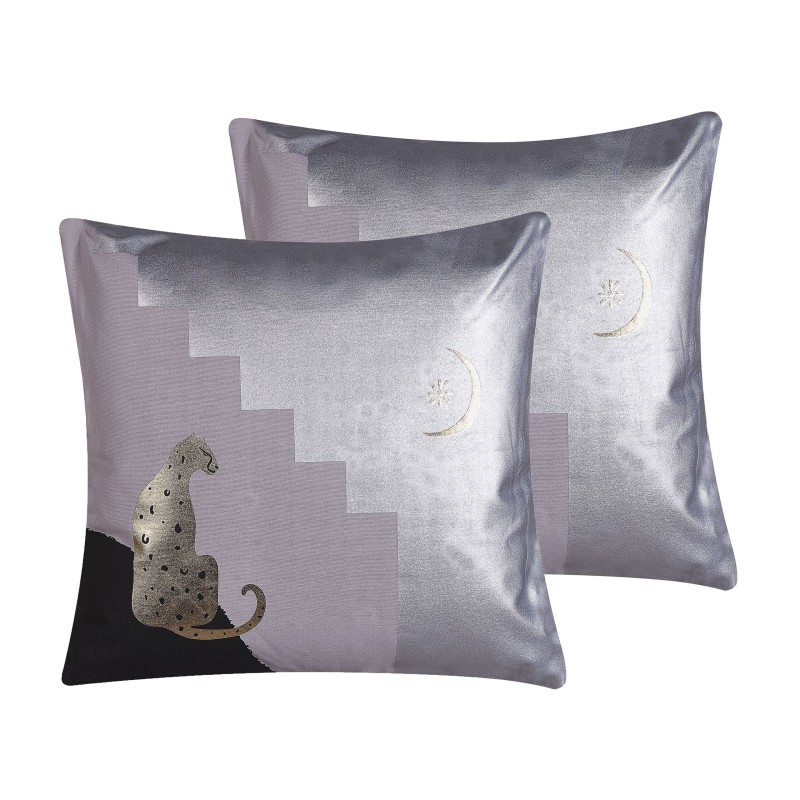 Zestaw 2 poduszek dekoracyjnych DIGITALIS Bawełna 45 x 45 cm Szary Wzór abstrakcyjny Zestaw 2 poduszek dekoracyjnych DIGITALIS Bawełna 45 x 45 cm Szary Wzór abstrakcyjny