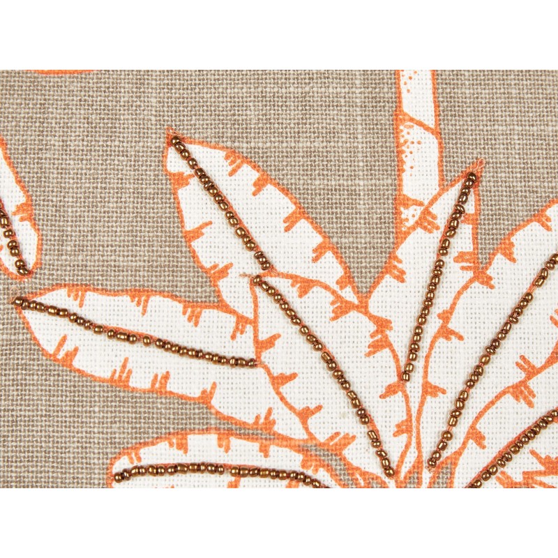 Poduszka dekoracyjna MELOBESIA Bawełna 45 x 45 cm Beżowy Wzór roślinny Poduszka dekoracyjna MELOBESIA Bawełna 45 x 45 cm Beżowy Wzór roślinny