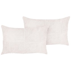Zestaw 2 poduszek dekoracyjnych MILLET Sztruks 30 x 50 cm Złamana biel Wzór geometryczny